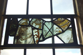 15th century stained glass in south aisle east window June 2008